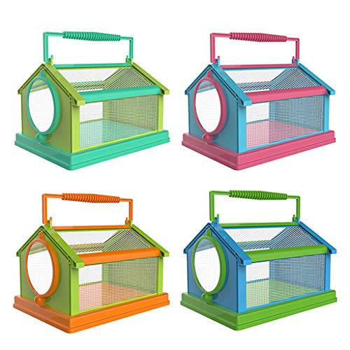 Insect Critter Keeper with Handle Easy to Observe Portable Plastic Reptile Terrarium for Bugs Lizards Frogs Insect Cage