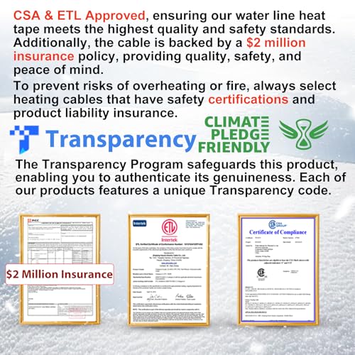 HEATIT Heated Pipe Wrap Cable - CSA & ETL Approved Pipe Heating Tape, Worry-Free Freeze Protection, Trusted Choice, Long-Lasting, CSA & ETL Certified HISD 24ft, 7w/ft, 120V - style: 24 Feet