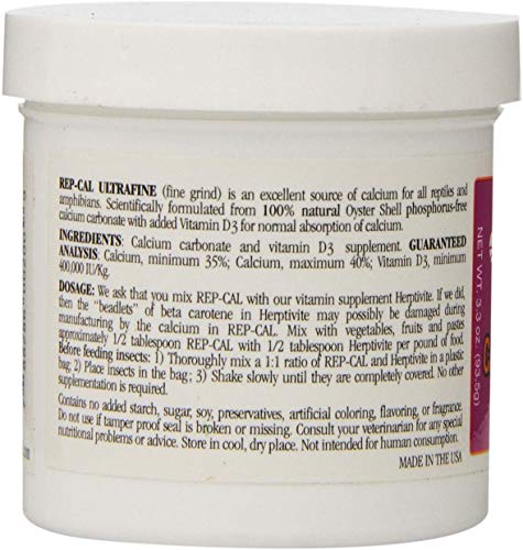 Rep-Cal Phosphorus Free Calcium with Vitamin D3 - Ultrafine Powder 3.3 oz - Pack of 10