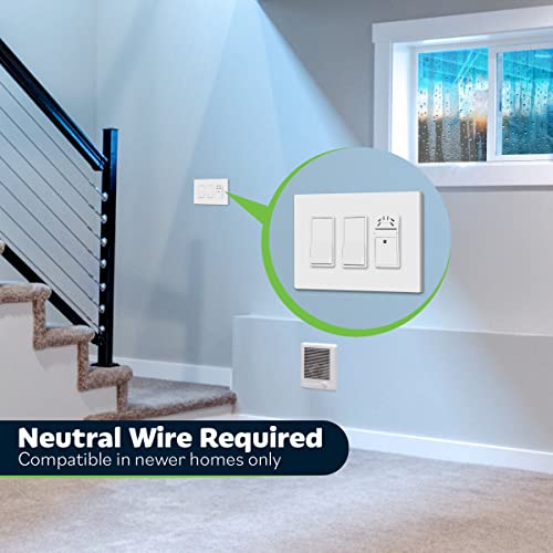 TOPGREENER Humidity Sensor and Fan Control Switch, Ventilation Fan Humidity Sensor Switch, Neutral Wire Required, TDHS5, 2-Pack (Wall Plate Included) - color: White