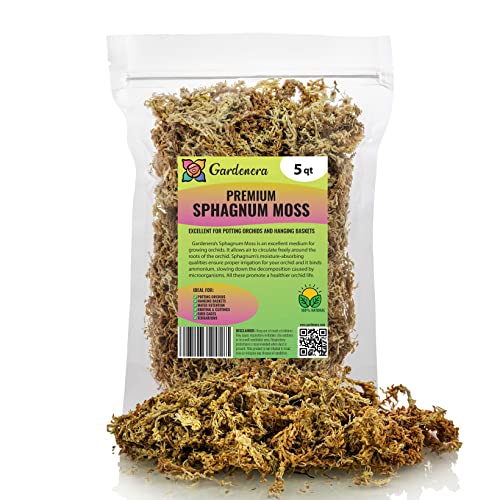 GARDENERA Premium Sphagnum Moss - Organic Hand Mixed New Zealand Long Fibered Sphagnum Moss Orchid - 5 Quart Bag - size: 5 QUART