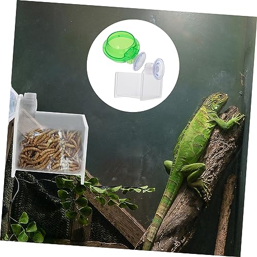 Toddmomy 2pcs Auto Water Feeder Lizard Gecko Feeder Reptile Food Bowl Drinking Basin Suction Cup Pet Supplies for Turtle Snake Spider