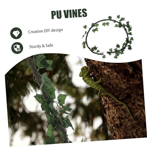 Sosoport 1m Jungle Vines for Reptiles Flexible Artificial Decor with Suckers Leaf for Lizard Frogs Snakes Creative DIY Habitat Ornament for Terrarium and Aquarium Use