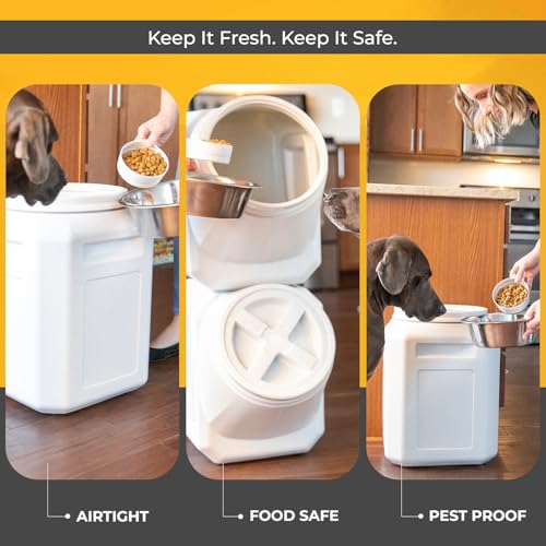 Vittles Vault Traditional Pet Food Storage Container For Dog Kibbles/Bird Seed/Oatmeal/Rice/Flour/Cereal, BPA Free Plastic, Sealed Airtight For Cat Food, Up To 40 lb, Made in USA, With Scoop, Gray - size: 40 Pounds