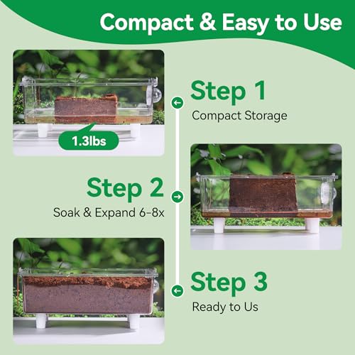 7 Pcs Organic Coconut Fiber Substrate, Biodegradable 100% Natural Coco Soil Brick, Multipurpose Eco-Friendly Terrarium Bedding for Reptiles, Tortoise, Bearded Dragon, Gecko, Snake & Amphibians - size: 7 Pcs