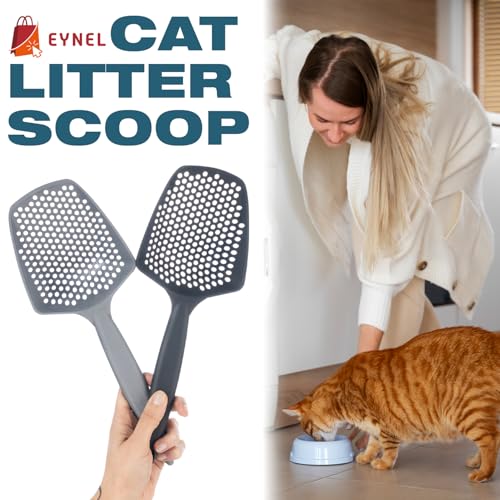 Set of 3 Cat Litter Scoop with Small Holes, Deep Sifting Shovel for Fine Litter, Reptile Terrarium Sand & Rabbit Pooper Lifter, Hanging Handle Poop Scooper (Gray, Set of 3) - color: Gray, size: Set of 3