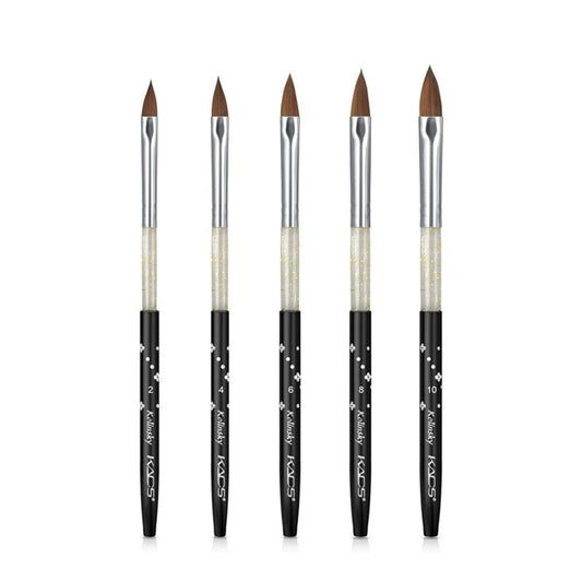 Kads Kolinsky Sable Acrylic Brush 5Pcs/Set Size 2#/4#/6#/8#/10# Acrylic Brush Black Kolinsky Sable Acrylic Nail Brushes