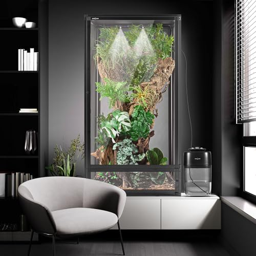 REPTI ZOO 120 Gallon Reptile Terrarium - Aluminum Screen Cage Open Air Foldable Tank for Bearded Dragon, Snake and More
