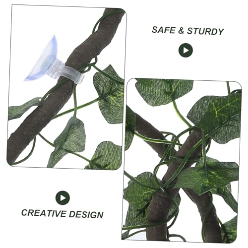 Sosoport 1m Jungle Vines for Reptiles Flexible Artificial Decor with Suckers Leaf for Lizard Frogs Snakes Creative DIY Habitat Ornament for Terrarium and Aquarium Use