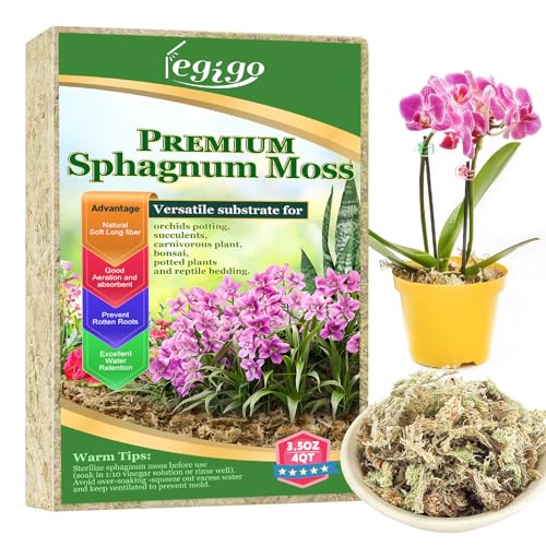 Legigo 3.5oz Sphagnum Moss for Plants, 4QT Orchid Moss Potting Mix | Long Fiber Sphagnum Moss Dried for Plants Indoor, Orchid Repotting, Succulent, Carnivorous Plants, Terrarium and Reptiles - size: 3.5oz