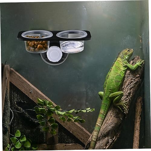 BESPORTBLE 2pcs Suction Cup Reptile Feeders Double Bowls for Food and Water Durable Reptile Feeding Dishes with Strong Suction for Lizards Geckos and Bearded Dragons