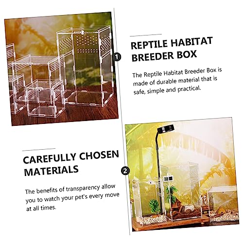 ORFOFE 1set Clear Terrariums for Reptiles High-Transparency Habitat Breeder Boxes Practical Display Cases for Pets Like Geckos and Snakes