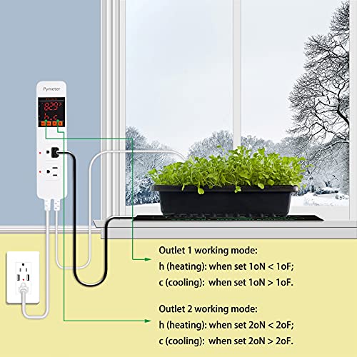 Attic Fan Thermostat Controller Temperature Switch Plug Outlet for Seedlings, Germination, Rooting, Greenhouse, Fermentation, Reptile, Terrarium Heating Mats