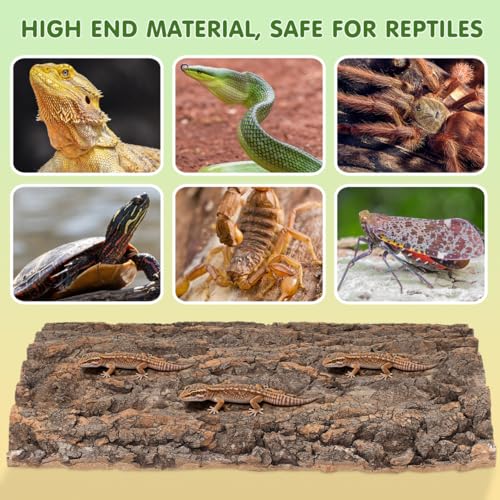 VANZACK Reptile Cork Bark for Reptiles Terrarium Decor Climbing Platform Reptile Tank Accessories Natural Bark Background for Lizards 15.74 X 11.81 X 0.78 in