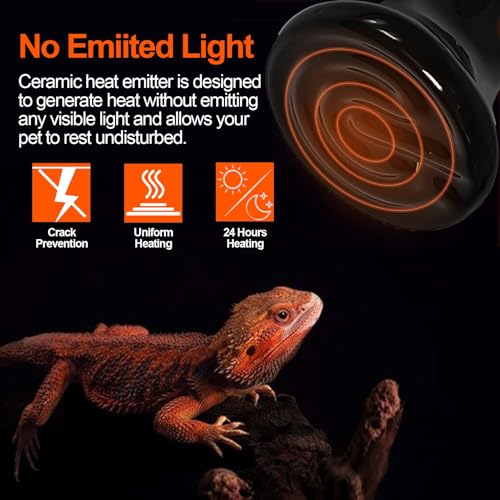 BNOSDM Reptile 75W Ceramic Heat Emitter,4 Pack Reptile Heat Lamp Bulbs,Ceramic Heat Lamp,Brooder Coop Heater for Amphibian Reptile Lizard Turtle Chicken - color: Pack of 4/Black, size: 75 Watts