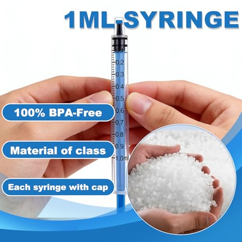 1ml with Measurement for Scientific Labs, Feeding Pets, Refilling and Measuring Liquids,Dispensing,with Cap (5PCS, 1ml) - size: 5PCS-1ml