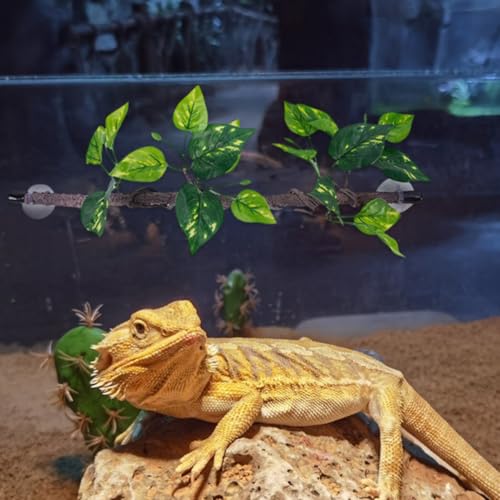 2pcs Reptile Terrarium Vines with Suction Cups, Bendable Plastic Jungle Climbing Branches for Natural Habitat Decoration, Complex Climbing Structures for Lizards and Chameleons