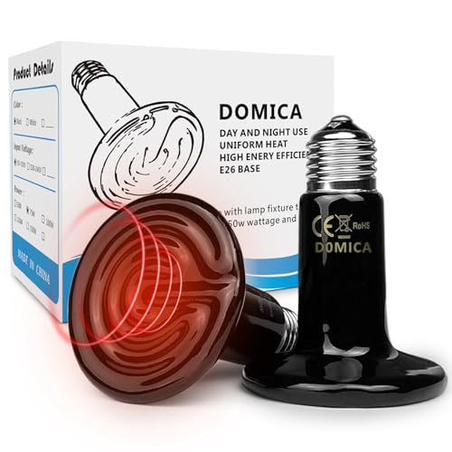 DOMICA 100W 2Pack Reptile Heat Bulb, Beared Dragon Ceramic Heat Emitter, E26 No Light Emitting Heating Light Bulbs for Turtle, Lizard, Snake, Amphibians, Pet Brooder Coop Chicken (100W-Medium Tank) - color: 100w-medium Tank