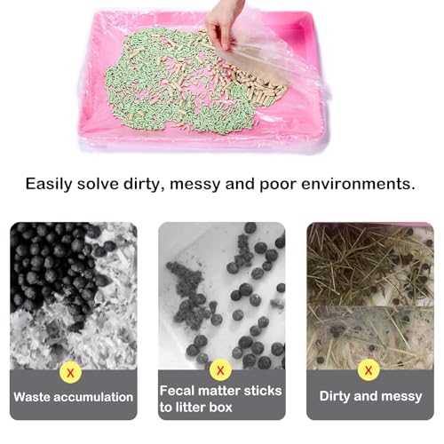 Disposable Small Animal Cage Liners, Rabbit Litter Box Lines Pet Tray Liner Bags Guinea Pig Cage Toilet Plastic Film for Bird Hamster Chinchilla Hedgehog (50 PCS, 24'') - style: 50 PCS, 24''