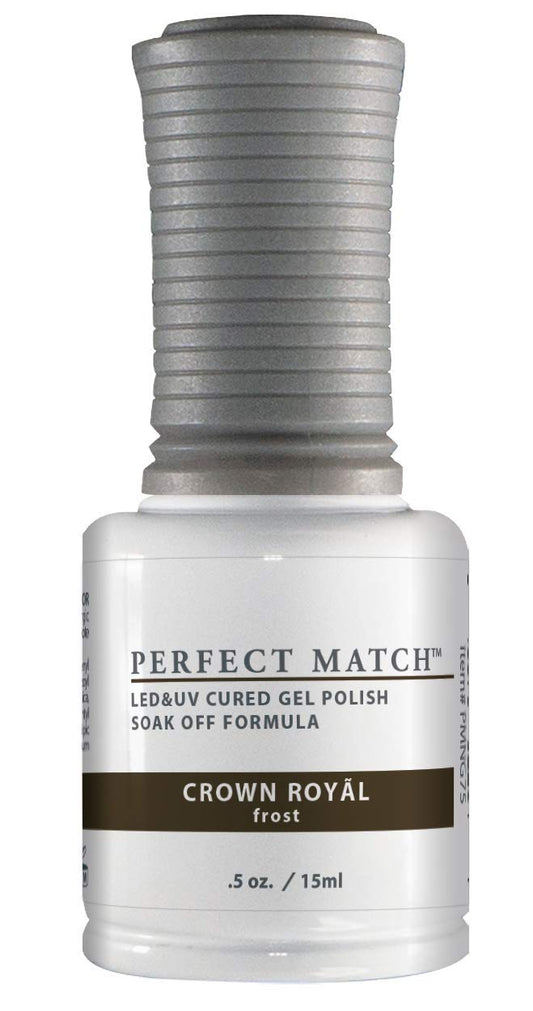 Lechat - Perfect Match Gel Polish - Crown Royal - Dark Golden Brown With Frost Finish And Fine Gold Glitter - (0.5 Ounce) - Easy