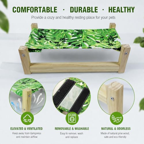 Bearded Dragon Bed, Wooden Reptile Hammock, Hanging Sleeping Lounger, Safe Natural Wood Resting Place for Lizard, Leopard Gecko, Snake, and Other Small Animals(Green, Medium) - color: GREEN, size: Medium