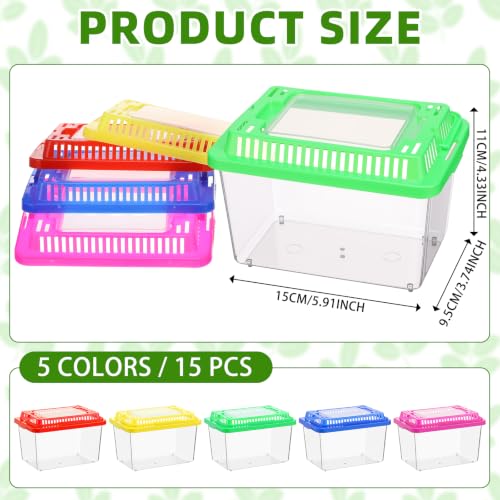 LemonRoad 25 Pcs Plastic Reptile Terrariums Carrier Cage Enclosure Snake Breeding Box Hatching Container Fish Tank with Ventilated Lid for Tarantula Spider Turtle Lizard (Classic,5.9x4.3x3.7 Inch) - color: Classic, size: 5.9x4.3x3.7 Inch
