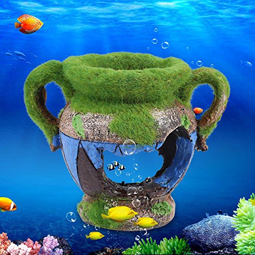 Yosoo Aquarium Decoration Fish Hide Ancient Vase Cave Reptile Habitat Resin Ornament Jar Decor
