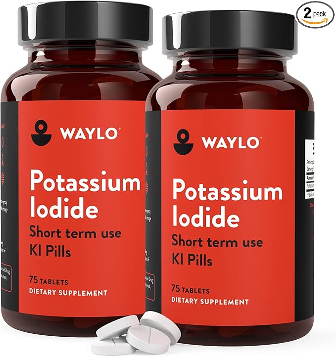 Waylo 2 Pack KI Potassium Iodide Tablets - 130 mg per Tablet, 150 Count, Made in USA, cGMP Certified