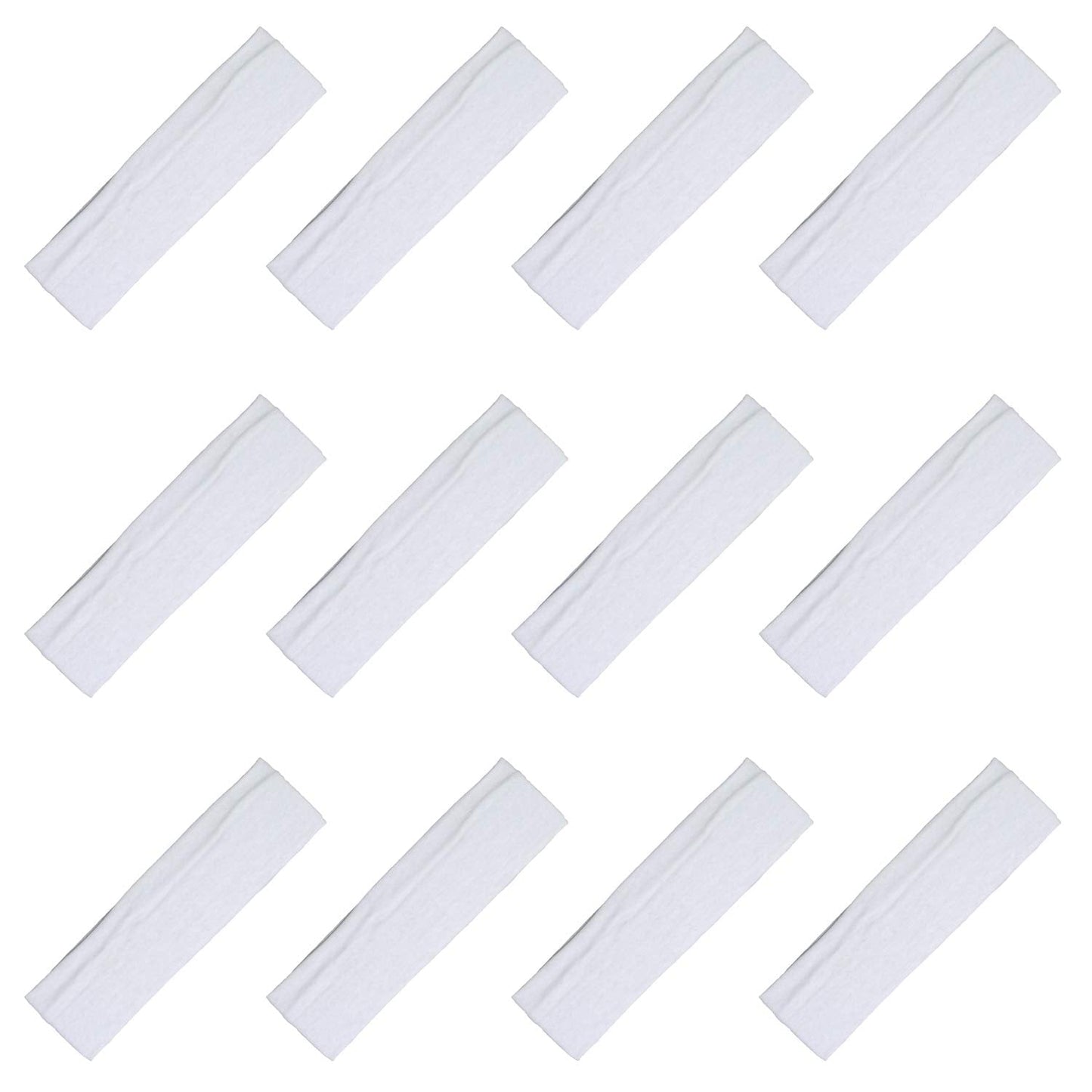 Kenz Laurenz Soft And Stretchy Elastic Cotton Headbands, Pack Of 12, White