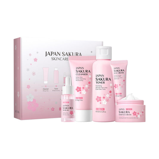 Laikou Skin Care Set Japan Sakura Women Beauty Gift Sets Skin Care Kit With Cleanser, Toner, Serum, Eye Cream, Face Cream Travel