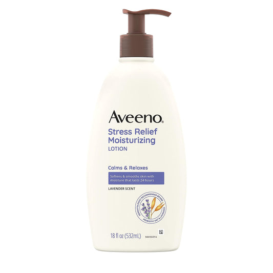 Aveeno Stress Relief Moisturizing Body Lotion With Lavender Scent, Natural Oatmeal To Calm & Relax, Non-Greasy Daily Stress Reli