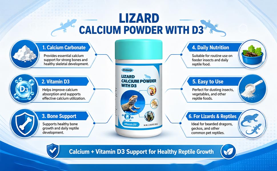 Pet Lizard D3 Calcium Powder—Organically Extracted—Powder (2.82 oz)