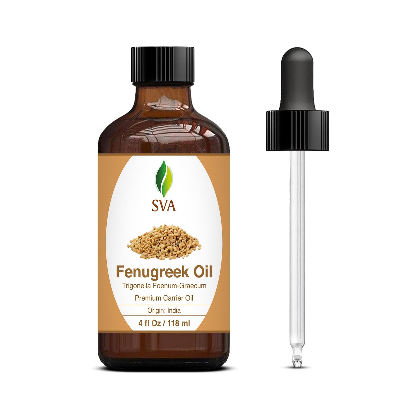 Sva Fenugreek Oil 4Oz (118Ml) Premium Carrier Oil With Dropper For Hair Care, Hair Oiling, Scalp Massage & Skin Care