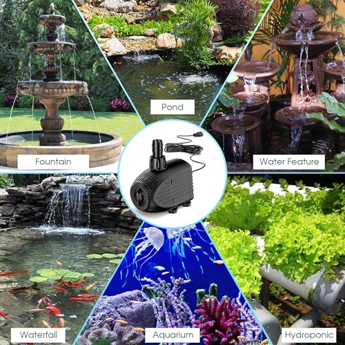 NFESOLAR Submersible Pump, 400GPH Ultra Quiet Submersible Water Pump with Dry Burning Protection 8ft High Lift for Fountains, Hydroponics, Ponds, Aquariums & More KF205 - size: 400GPH