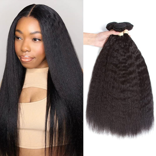 Kinky Straight Hair Bundles, Kerriana 18 20 22 Inch Black Bundles Human Hair 100% Unprocessed Human Hair Bundles Yaki For Black