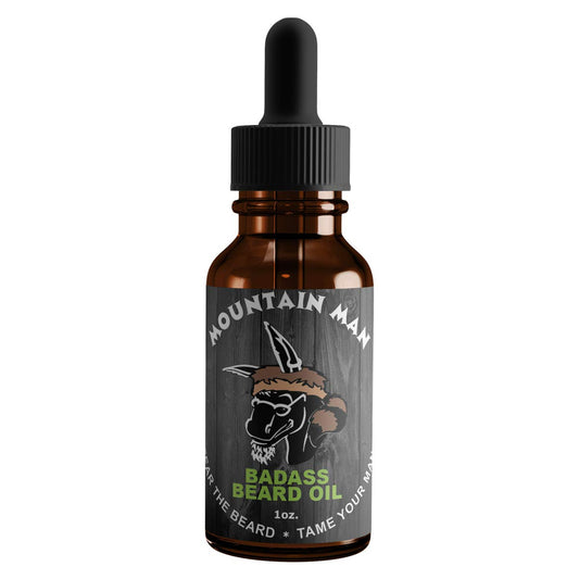 Badass Beard Care Oil For Men - Mountain Man Scent, 1 Oz - All Natural Ingredients, Keeps Beard And Mustache Full, Soft And Heal
