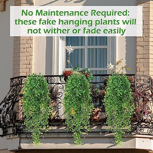 Hoteam 12 Pcs Artificial Hanging Plants 32 Inch Fake Ivy Vines with Fake Leaves Patio Artificial Plants Greenery for Living Room Indoor Outdoor Wall, No Basket (Ivy) - color: Ivy
