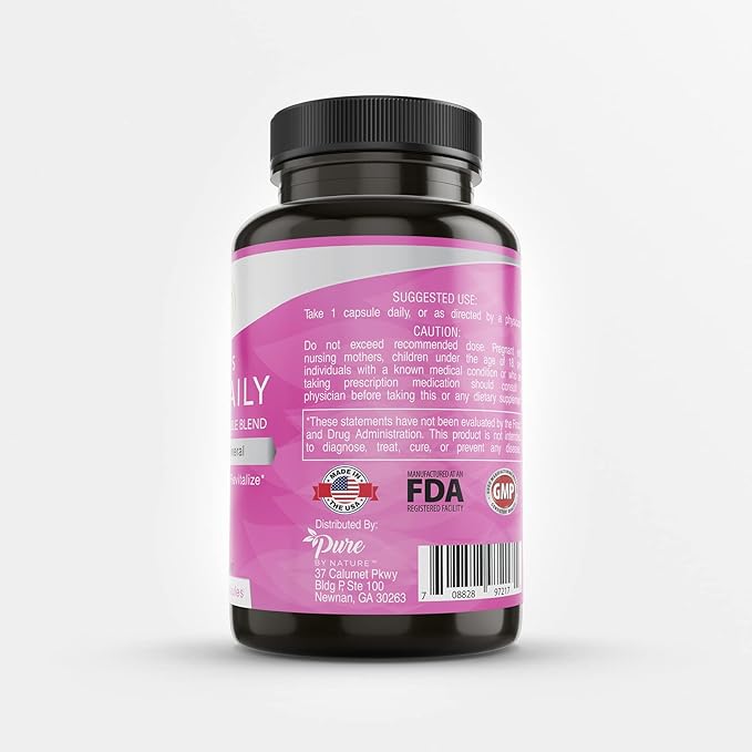 Pure By Nature One-Daily Multivitamin for Women, Immune Support Supplement with Non-GMO Ingredient, Vitamin & Minerals for Energy, 60 Veggie Capsules
