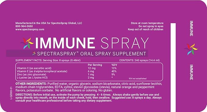 Spectraspray Travel Wellness Stay Well Kit - Immune Support & B12 Vitamin Oral Sprays Rapid Immunity Boost & Active Form of B12 for Recovery & Energy, Vegan & Gluten Free, 30 Day Supply per Spray