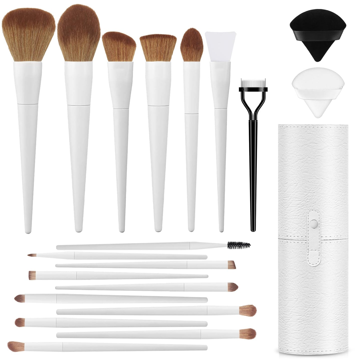Professional 20Pcs Makeup Brush Set, Luxbru With Foundation Eyebrow Blending Concealer Blush Eyeshadow Contour Powder Brush, Bru