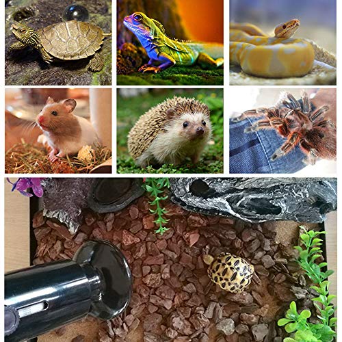 Reptile Heating Lamp Bulb 2pcs Amphibian Ceramic Infrared Heat Lamp Emitter with no Light for Brooder Chicken Coop, Hedgehog, Iguana Lizard Bearded Dragon Turtle Snake(Black, 75W)