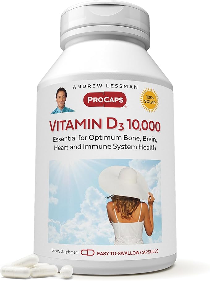 ANDREW LESSMAN Vitamin D3 10,000 IU 720 Capsules - High Potency, Essential for Calcium Absorption, Supports Bone Health, Healthy Muscle Function, Immune System, More. Small Easy to Swallow Capsules