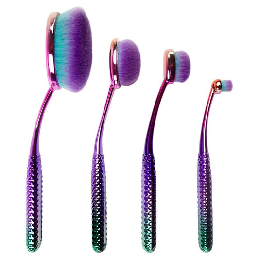 Moda Full Size Face Perfecting 4Pc Oval Makeup Brush Set, Includes - Foundation, Contour, Detail Contour, And Concealer Brushes