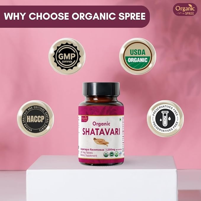 SHATAVARI 120 Tablets | Asparagus Racemosus (Shatavari) | USDA Organic Certified | Supports Women’s Health and Immune System | Organic and Natural 120tab - Pack of 2