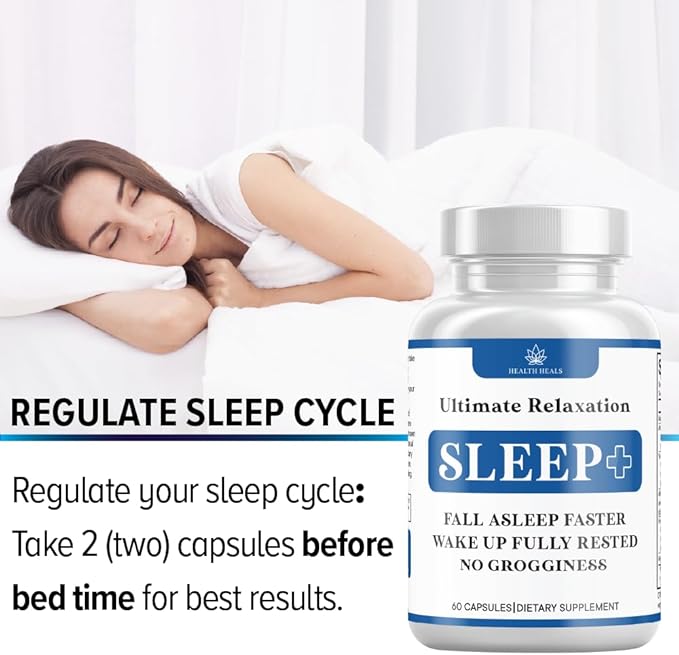 Relaxation Sleep Aid, Natural Non-Habit Forming, Sleep Supplement Developed to Support for Longer & Better Sleep, Chamomile, Magnesium, Melatonin, Ashwagandha, GABA, Drug-Free (60 Count)