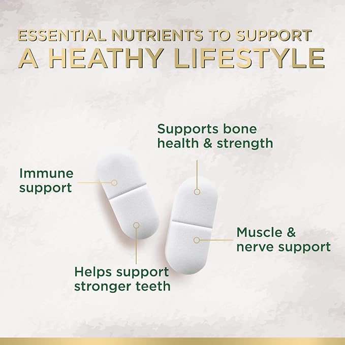 Calcium 1200 mg with Vitamin D3, Calcium Supplement Vitamins, Supports Bone Strength, Teeth & Immune System, Calcium Supplements for Women & Men, Nature's Absorbable Calcium Carbonate - 60 Tablets