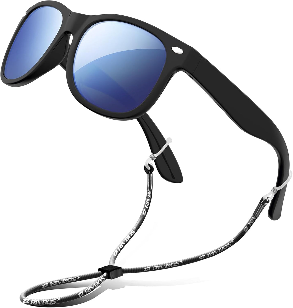 RIVBOS Kids Sunglasses Polarized UV400 TPE with Strap for Boys Girls RBK004 | Flexible rubber frame with UV protection and secure strap for boys, girls, beach, travel and play