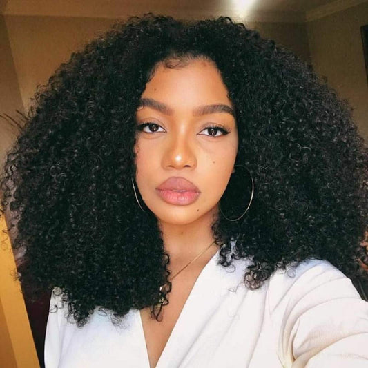 Bly Mongolian Afro Kinky Curly Boho Human Braiding Hair 3 Bundles (16 16 16Inches) Unprocessed Hair Weave Weft Big Hair For Blac