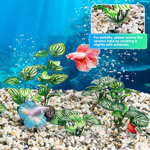MyLifeUNIT Silk Aquarium Plants, 10 Pack Betta Fish Tank Decor for Aquarium Decoration and Fish Tank Decorations