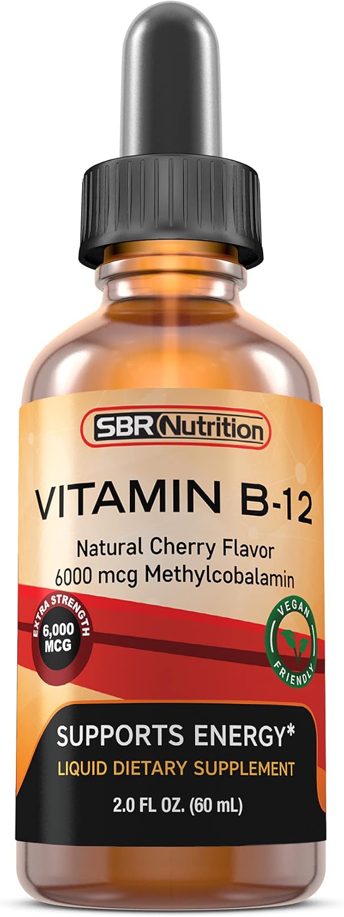 Extra Strength 6000mcg Vitamin B12 Sublingual Liquid Drops - Methylcobalamin, VIT B 12 Supports Energy, Max Absorption, 60 Servings, Non-GMO, Vegan Friendly, Manufactured in The USA